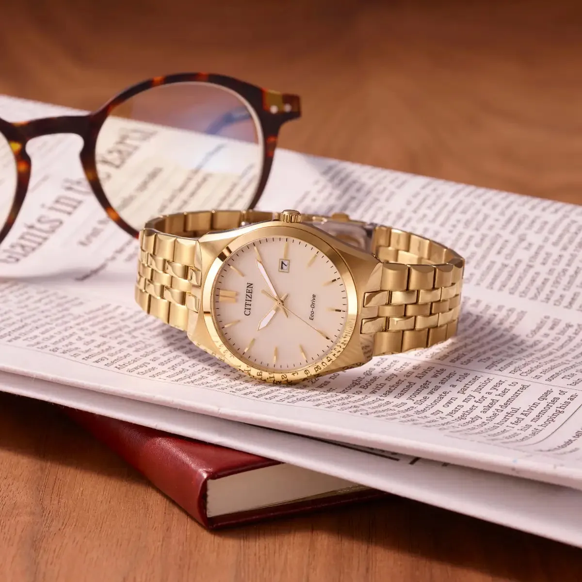 Citizen Eco-Drive Mens Gold Tone Corso Watch