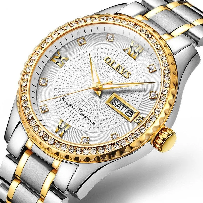 Classic Gold Men's Watch - Stainless Steel Quartz Analog Business Wristwatch Gift