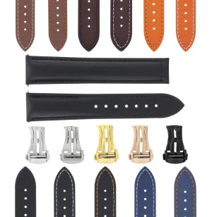 CLASSIC MENS SMOOTH LEATHER STRAP BAND FOR ORIS WATCHES CLASP - 20MM