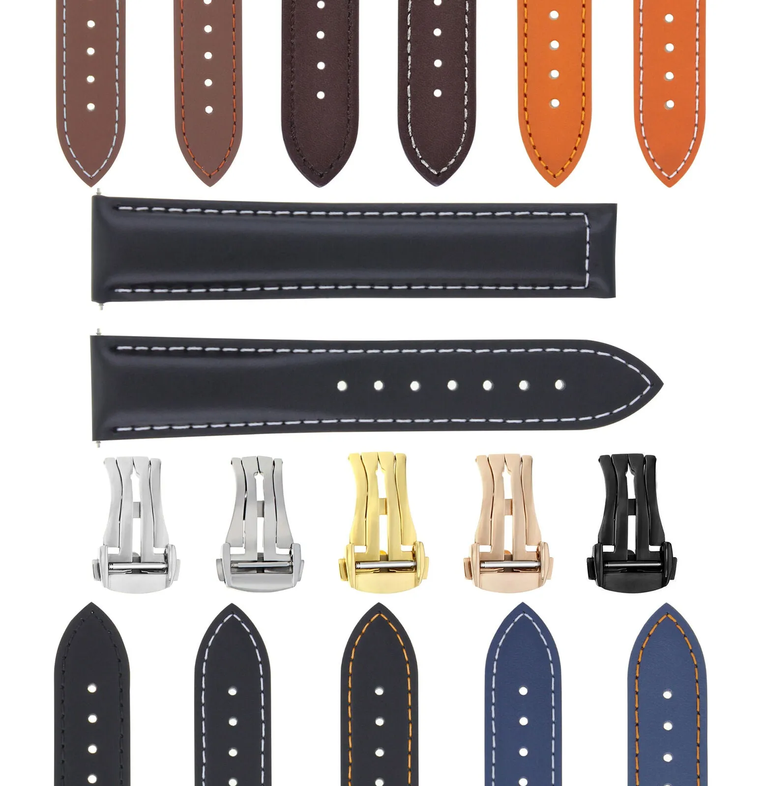CLASSIC MENS SMOOTH LEATHER STRAP BAND FOR ORIS WATCHES CLASP - 20MM