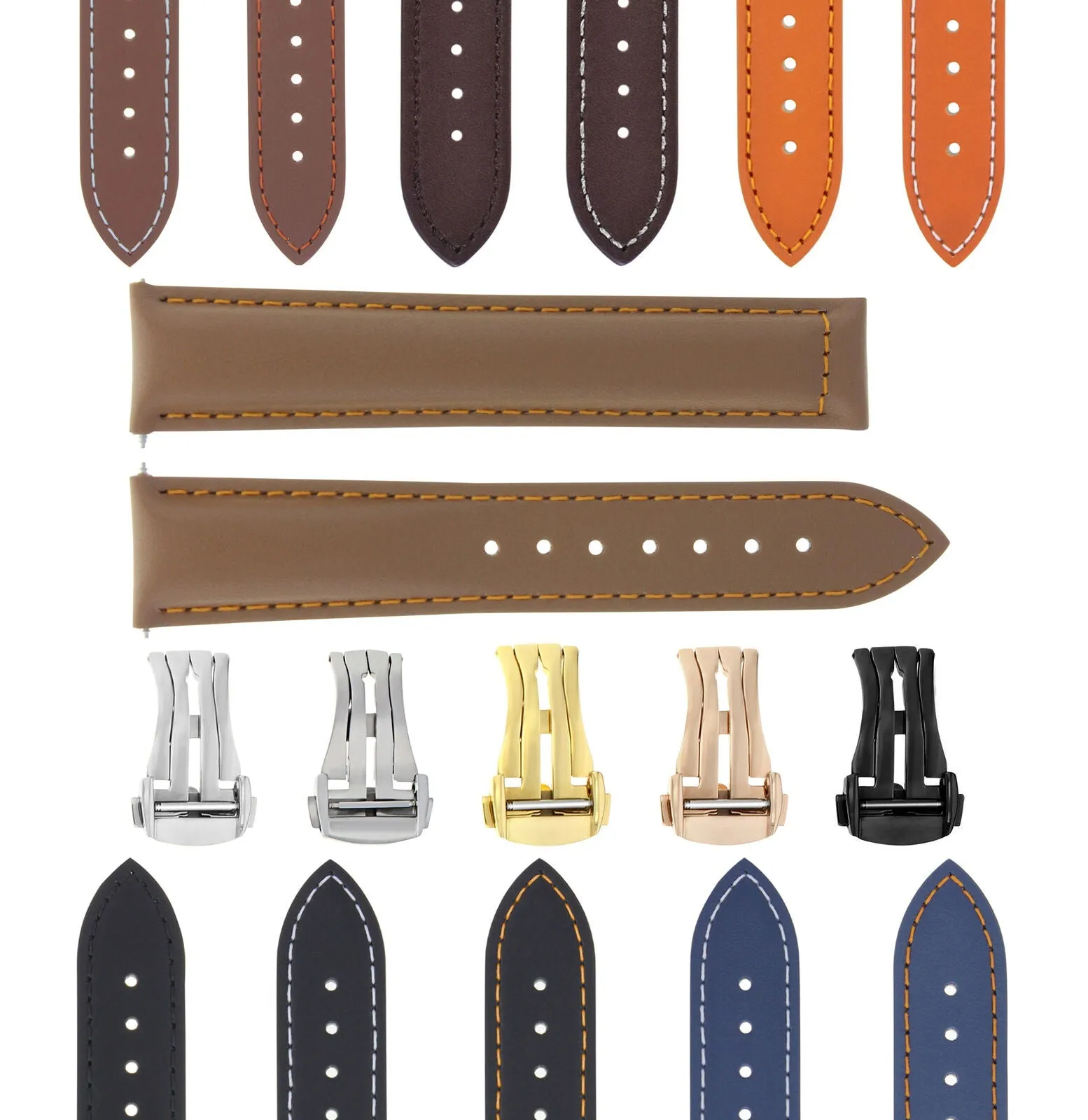 CLASSIC MENS SMOOTH LEATHER STRAP BAND FOR ORIS WATCHES CLASP - 20MM