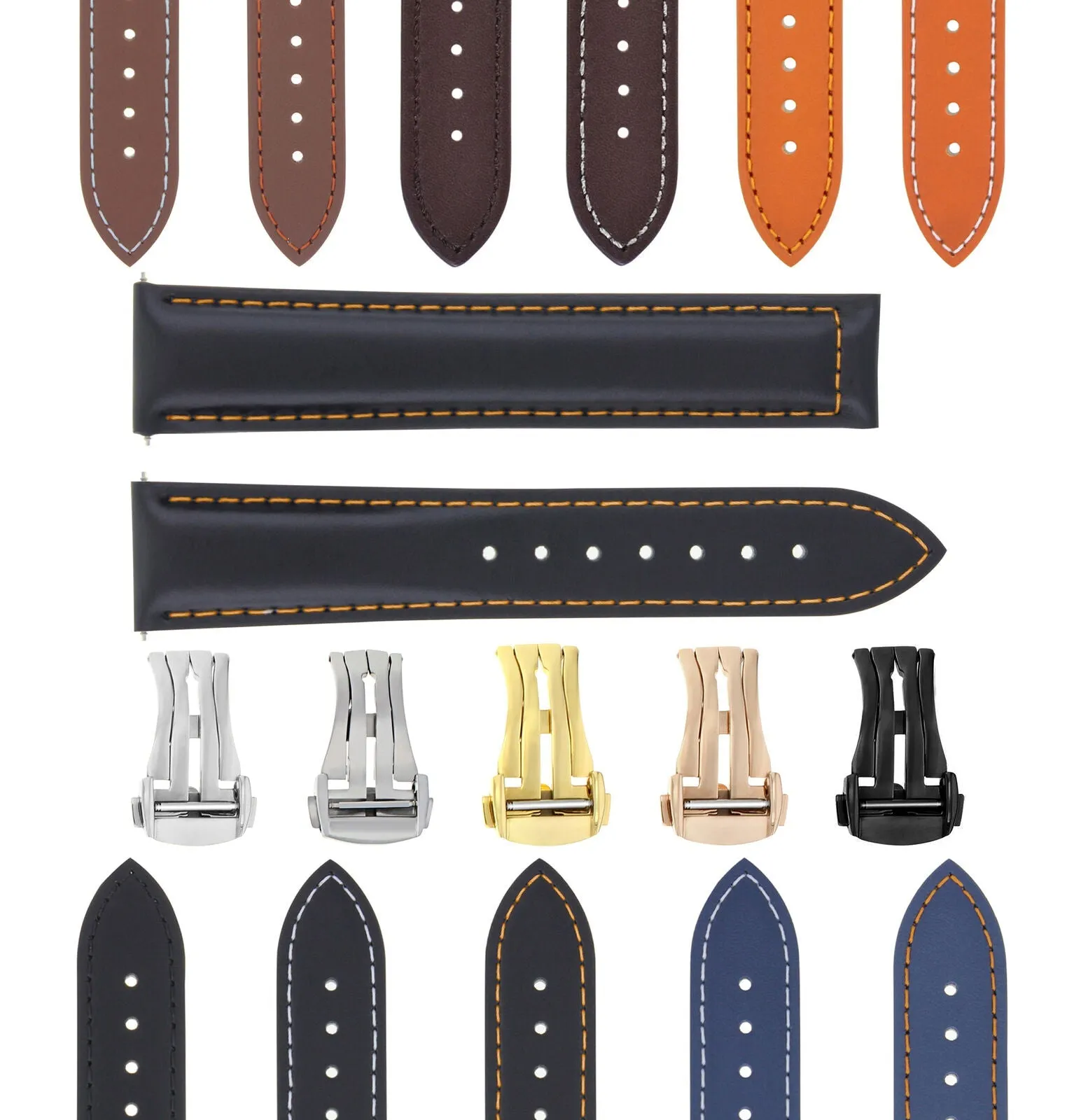 CLASSIC MENS SMOOTH LEATHER STRAP BAND FOR ORIS WATCHES CLASP - 20MM