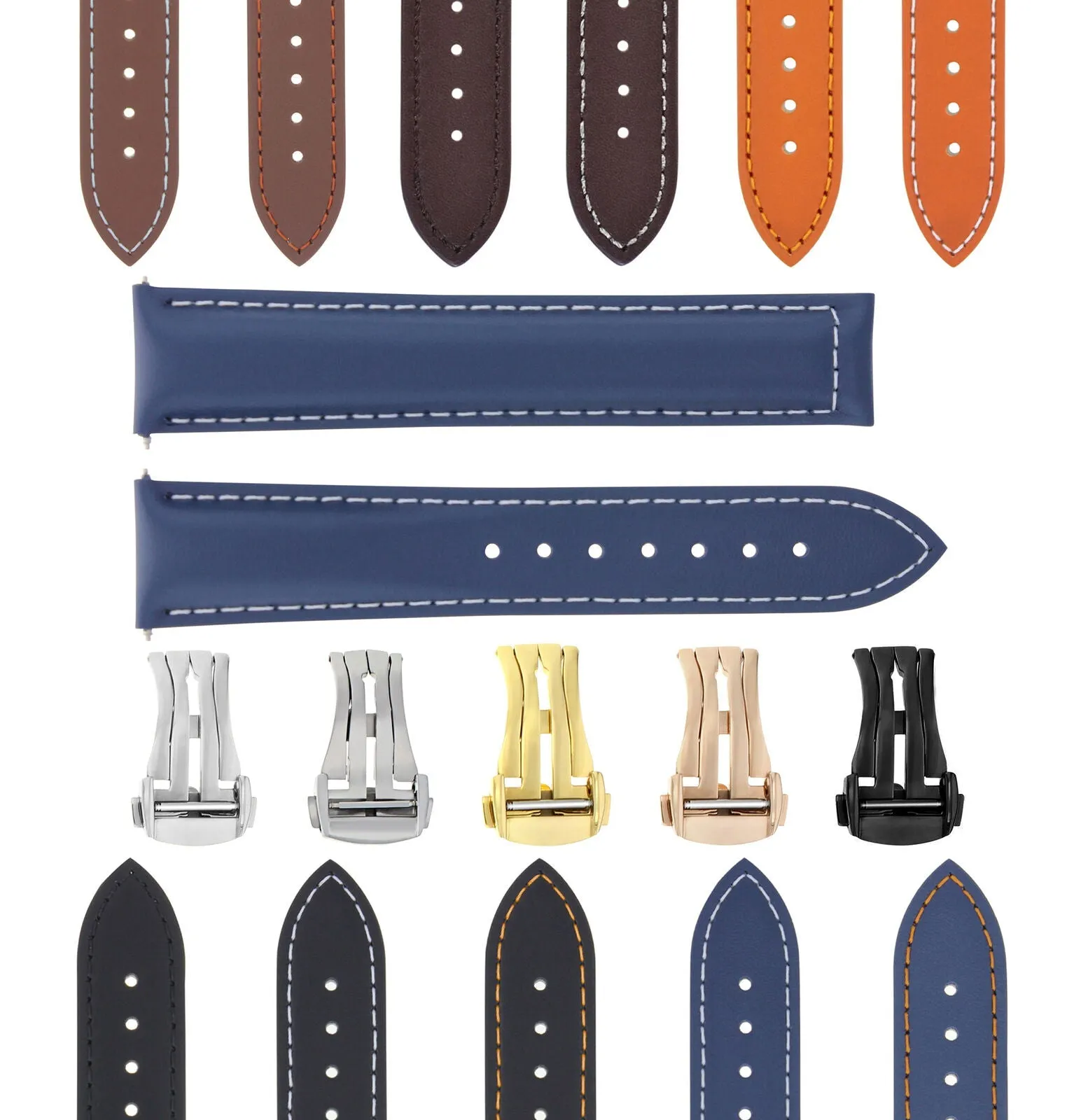 CLASSIC MENS SMOOTH LEATHER STRAP BAND FOR ORIS WATCHES CLASP - 20MM
