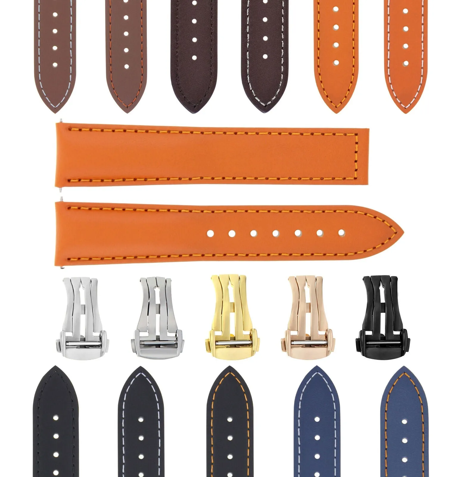 CLASSIC MENS SMOOTH LEATHER STRAP BAND FOR ORIS WATCHES CLASP - 20MM