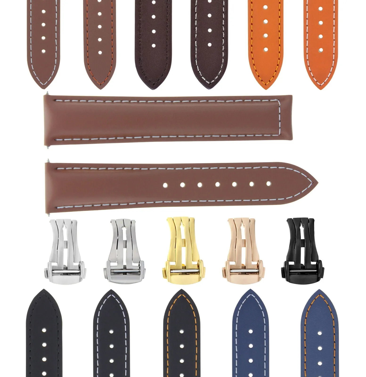 CLASSIC MENS SMOOTH LEATHER STRAP BAND FOR ORIS WATCHES CLASP - 20MM
