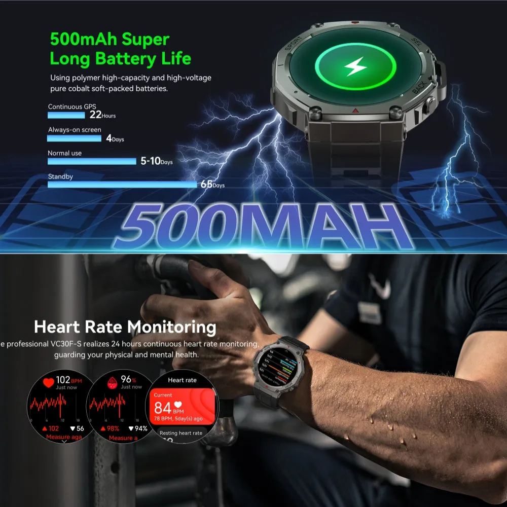 DATEOY T REX 3 GPS Sport Watch - 5ATM Waterproof, AMOLED Display, Multi-Satellite GPS, 170  Sports Modes, Heart Rate, Blood Oxygen, Altitude & Compass