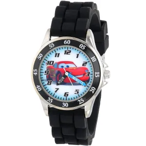 Disney Kid's Cars Watch, Learn How to Tell Time - Kid's Time Teacher Watch with Official Cars Character on The Dial, Childrens Watch with Black Rubber Strap, Kids Analog Watch, Safe for Children