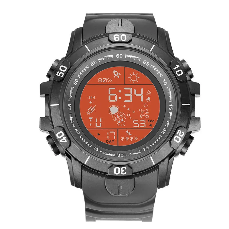 Electronic table male spaceier middle school students sports outdoor multi-function alarm LED single display watch