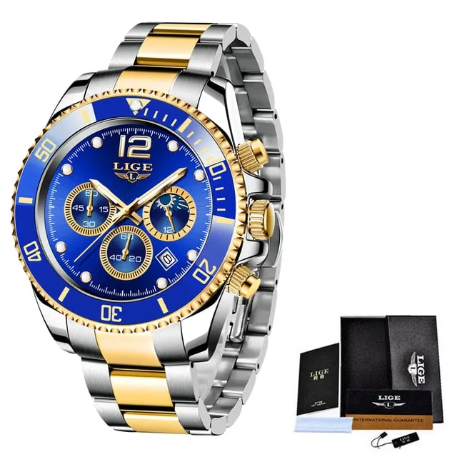 Fashion Stainless Steel Waterproof Date Quartz Wristwatch For Men