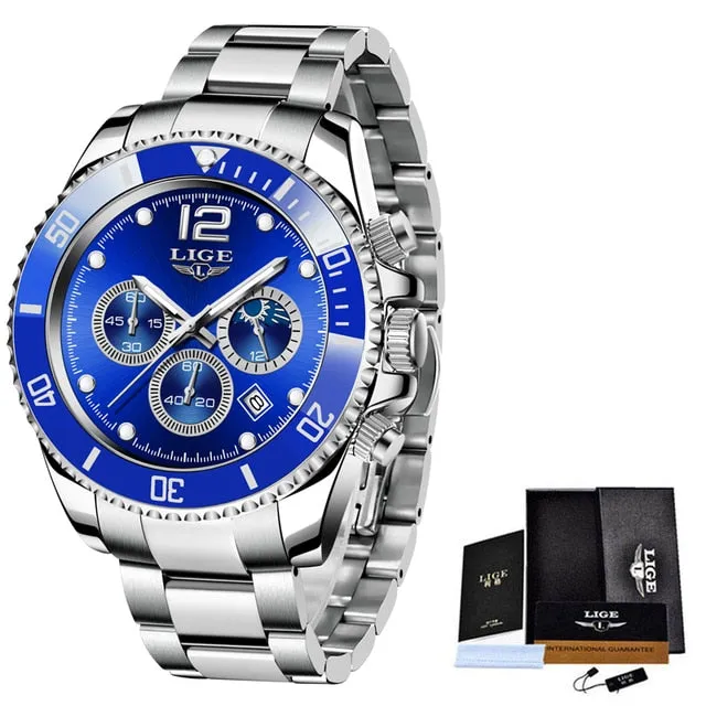 Fashion Stainless Steel Waterproof Date Quartz Wristwatch For Men