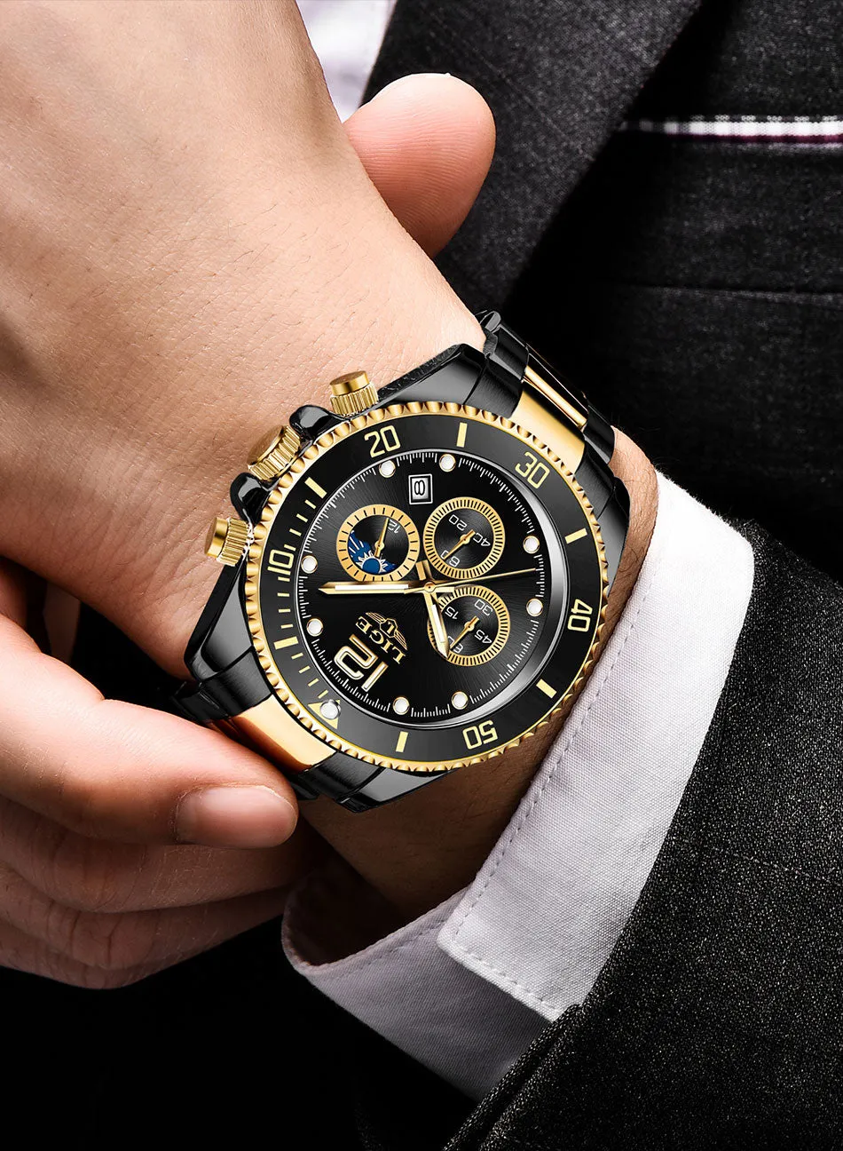 Fashion Stainless Steel Waterproof Date Quartz Wristwatch For Men