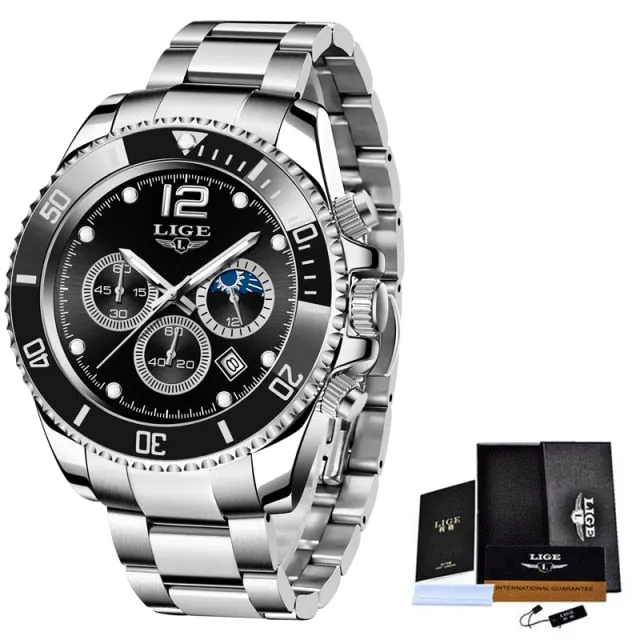 Fashion Stainless Steel Waterproof Date Quartz Wristwatch For Men