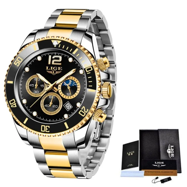 Fashion Stainless Steel Waterproof Date Quartz Wristwatch For Men