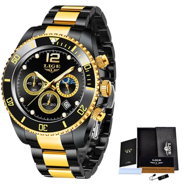 Fashion Stainless Steel Waterproof Date Quartz Wristwatch For Men