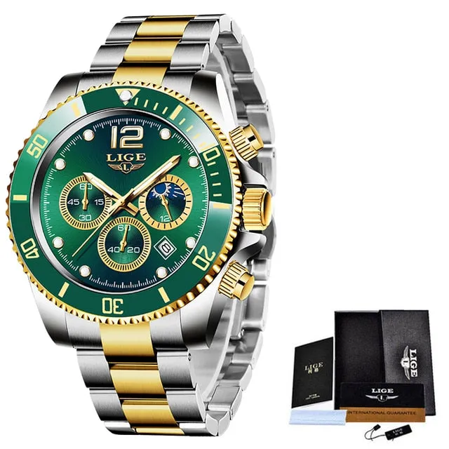 Fashion Stainless Steel Waterproof Date Quartz Wristwatch For Men