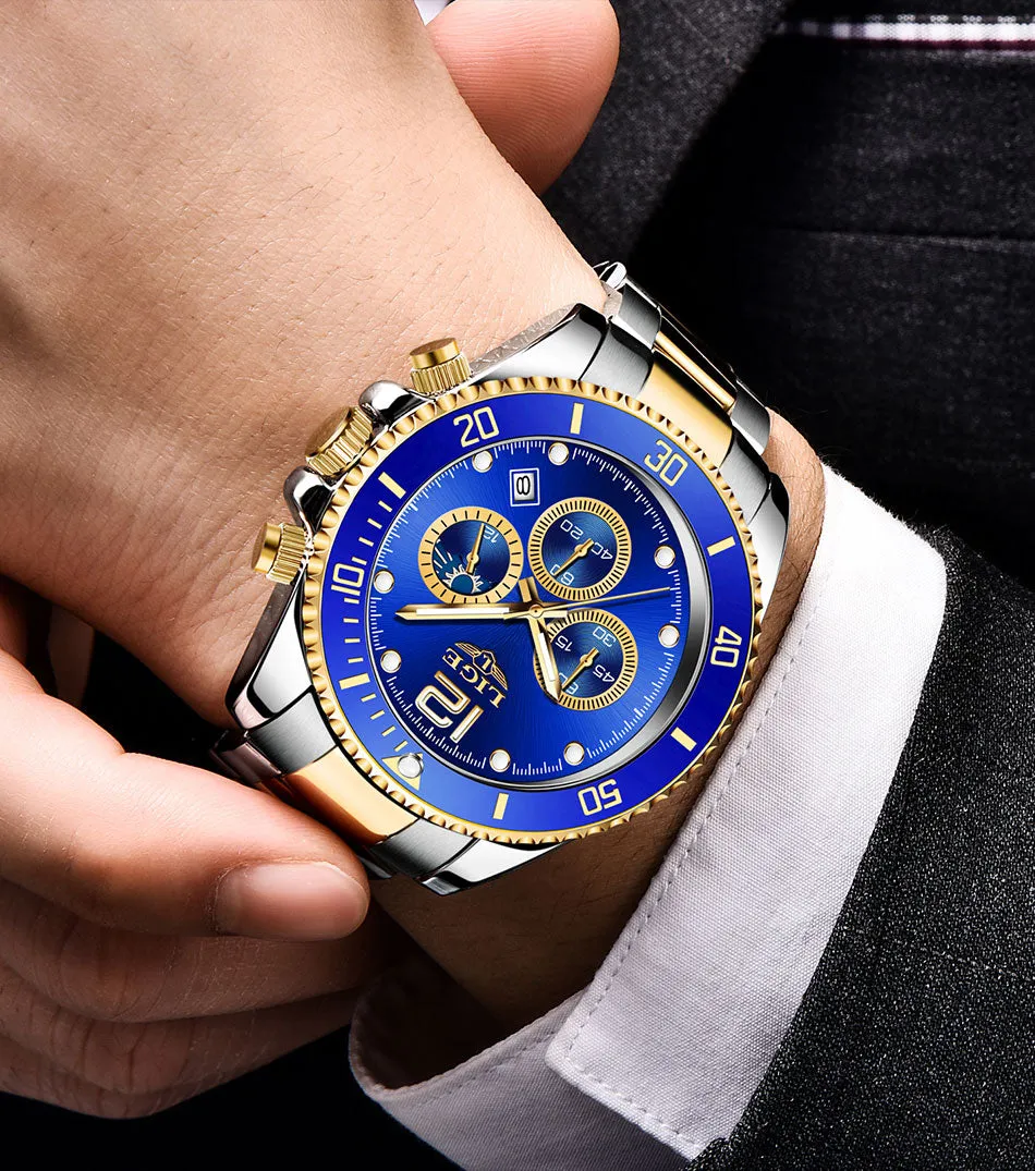 Fashion Stainless Steel Waterproof Date Quartz Wristwatch For Men