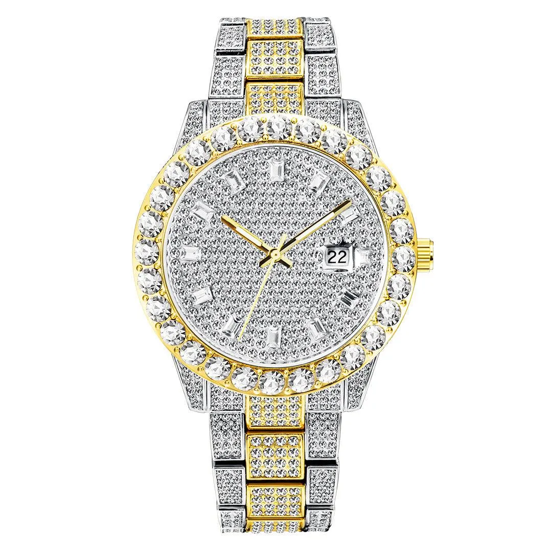 Fashionable Large Dial Full Diamond Watch