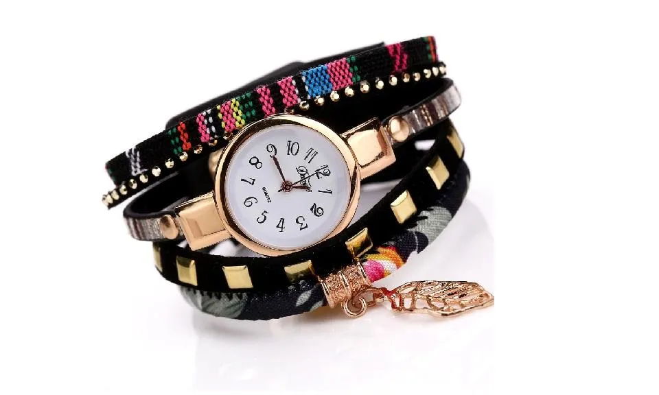 Fashionable Leaf Fabric Ladies Watch