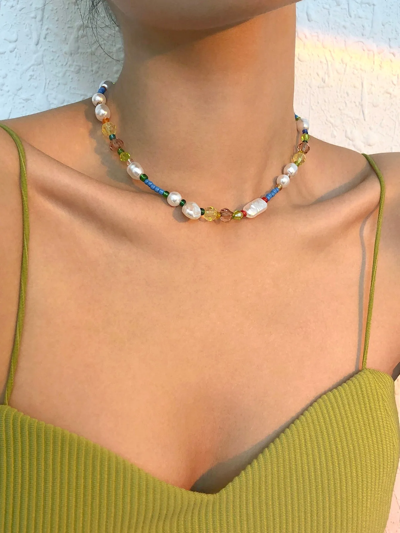 Faux Pearl Decor Beaded Necklace for Women Girls Accessories Jewelry Gifts Gift