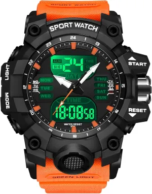 findtime Mens Digital Watches for Men Sport Tactical Watch Outdoor Military Large Face 5ATM Waterproof Watch Stopwatch Countdown Alarm LED Backlight Shockproof Watches for Men