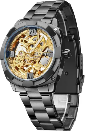 FORSINING Watches for Men, Carving Hollow Mechanical Watch Self-Wind, Skeleton Automatic Watches Vintage Wristwatch