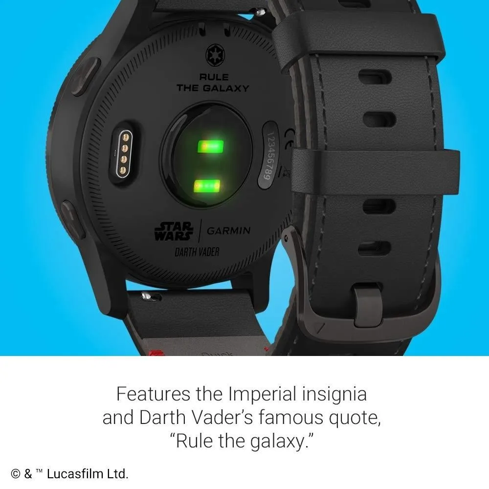 Garmin Legacy Saga Darth Vader Star War Black Silicone Band Black Digital Dial Smart Watch - 010-02174-51