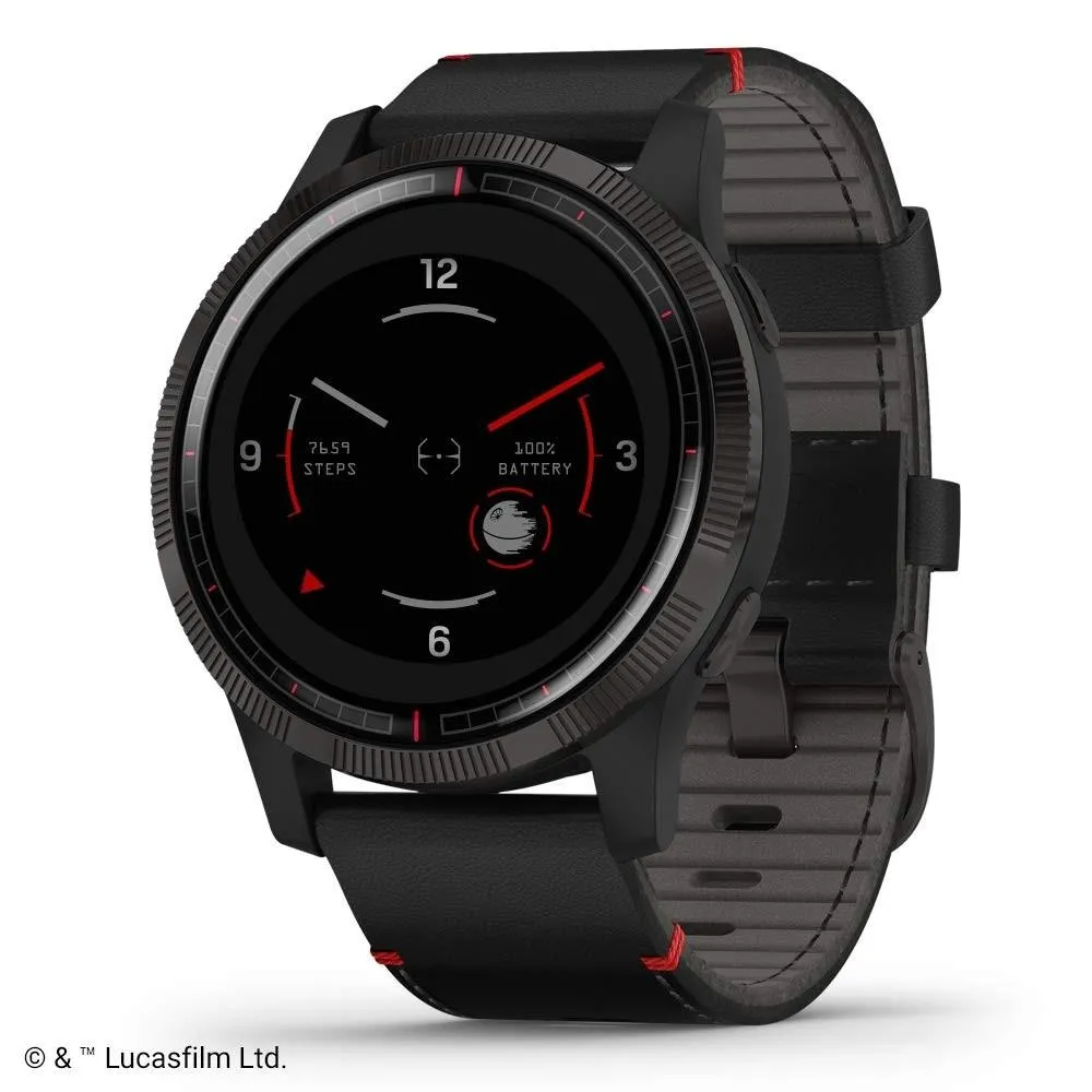 Garmin Legacy Saga Darth Vader Star War Black Silicone Band Black Digital Dial Smart Watch - 010-02174-51