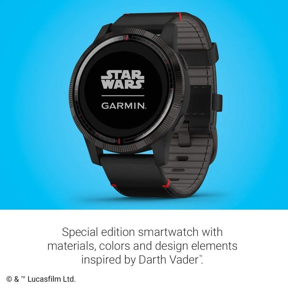 Garmin Legacy Saga Darth Vader Star War Black Silicone Band Black Digital Dial Smart Watch - 010-02174-51