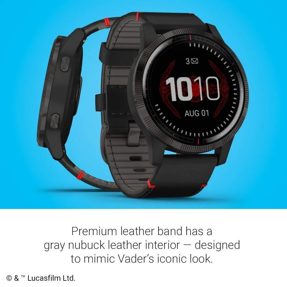 Garmin Legacy Saga Darth Vader Star War Black Silicone Band Black Digital Dial Smart Watch - 010-02174-51