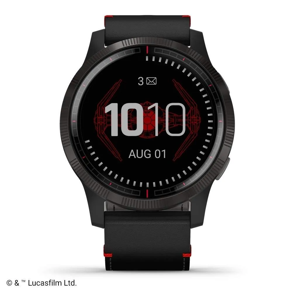 Garmin Legacy Saga Darth Vader Star War Black Silicone Band Black Digital Dial Smart Watch - 010-02174-51