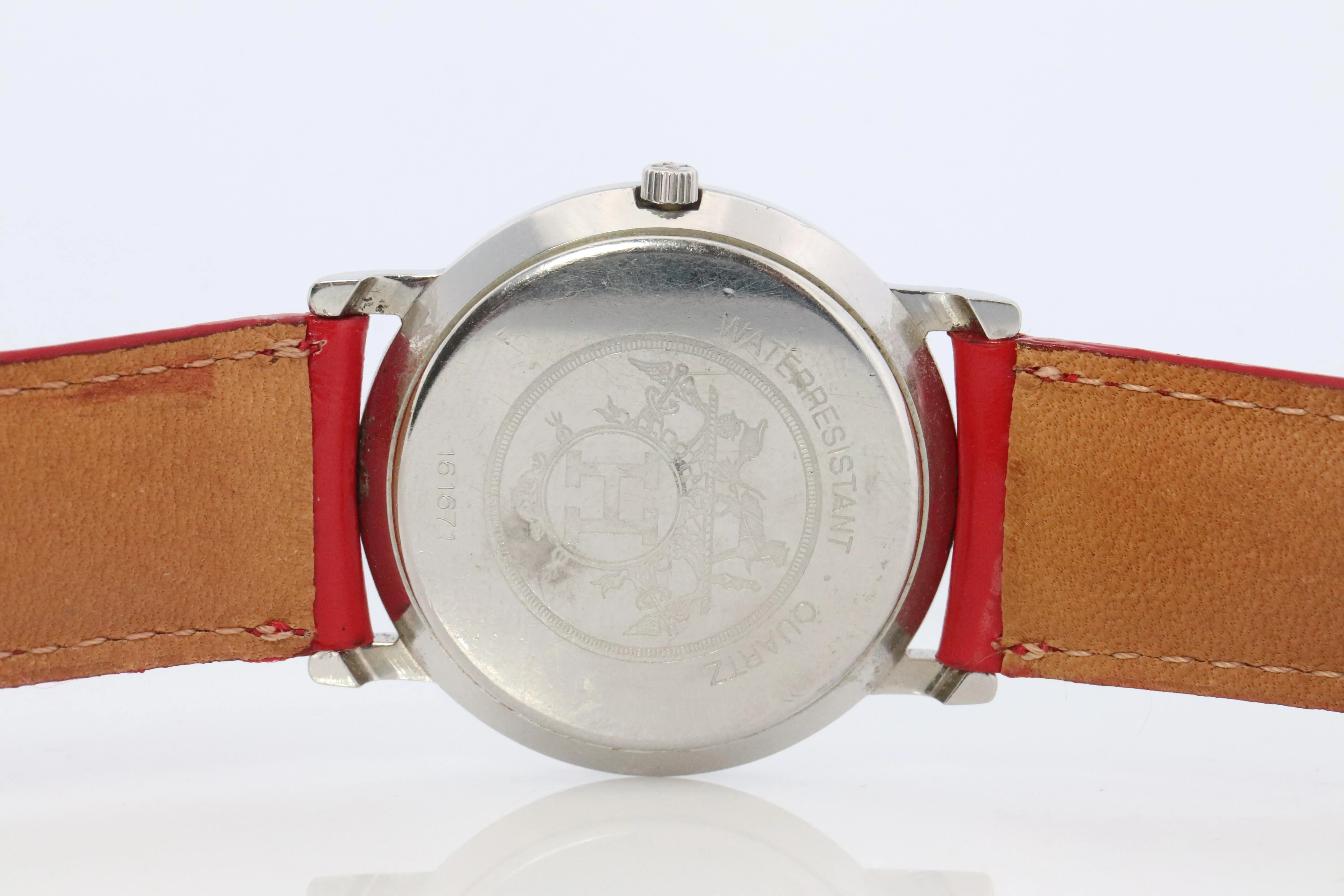 Genuine HERMES Sellier 32mm Round SS and 18k Quartz Watch White Dial.