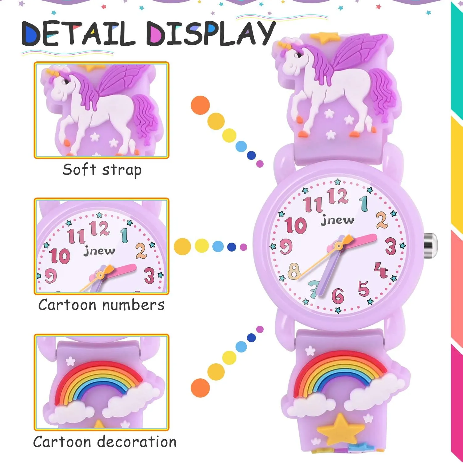 Girls Watch - 3D Cartoon Waterproof Toddler Watch, Gifts for Girls Age 2-8 Toys for 3 4 5 6 7 Year Old Girls - Kids Gifts