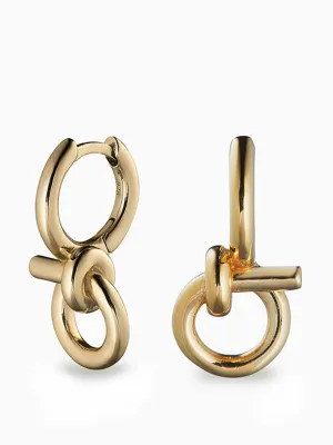 Gold tied hoop earrings