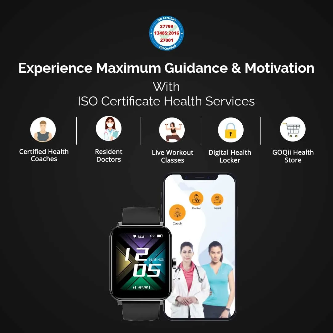 GOQii Insure  5 lakhs Health Insurance with Smart Vital Max (Black) and 3 Months Personal Coaching