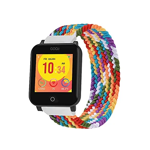 GOQii Smart Vital Fitness SpO2 Junior for Kids Body Temperature and Blood Pressure Tracker Fitness Band/ Smartwatch with 3 Months Personal Coaching (Black)