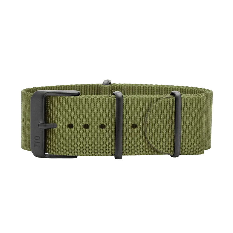 Green Nylon Strap with Black / Steel / Gold Buckle