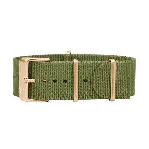 Green Nylon Strap with Black / Steel / Gold Buckle
