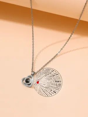 Heart Charm Projection Necklace Jewelry for Women Gift for Her Necklace