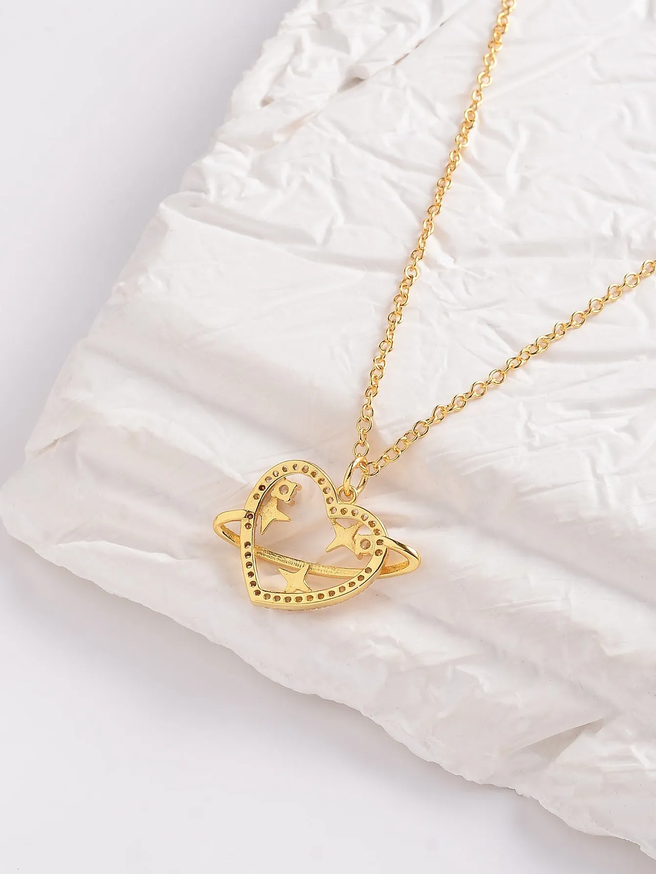 Heart-shaped Cubic Zirconia Inlaid Best Friends Necklace