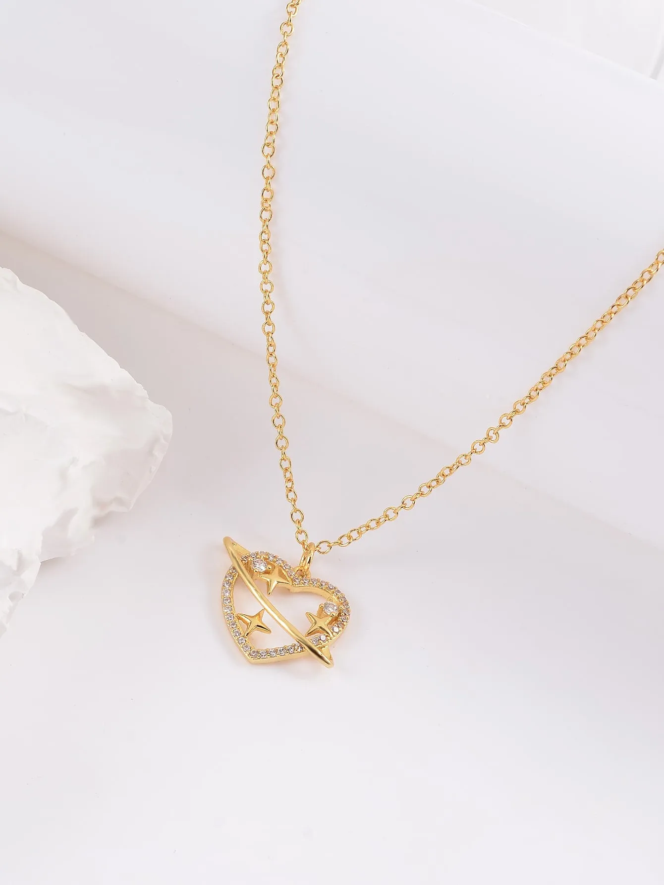 Heart-shaped Cubic Zirconia Inlaid Best Friends Necklace