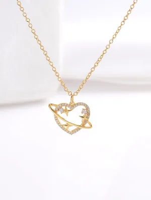 Heart-shaped Cubic Zirconia Inlaid Best Friends Necklace
