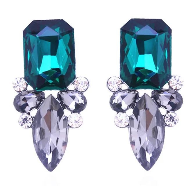 High Quality Classic Shiny Crystal Christmas Party Stud Earrings For Women Gift 8 Colors Shipped out in 3 Days