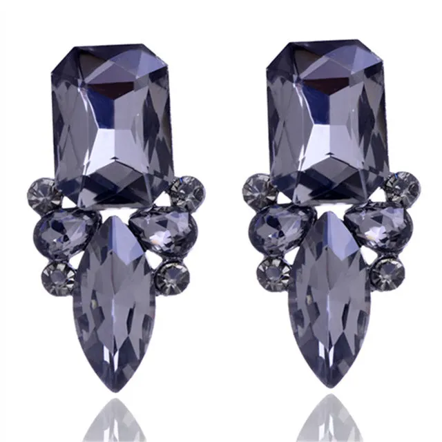High Quality Classic Shiny Crystal Christmas Party Stud Earrings For Women Gift 8 Colors Shipped out in 3 Days