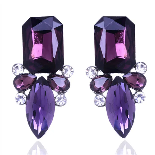 High Quality Classic Shiny Crystal Christmas Party Stud Earrings For Women Gift 8 Colors Shipped out in 3 Days