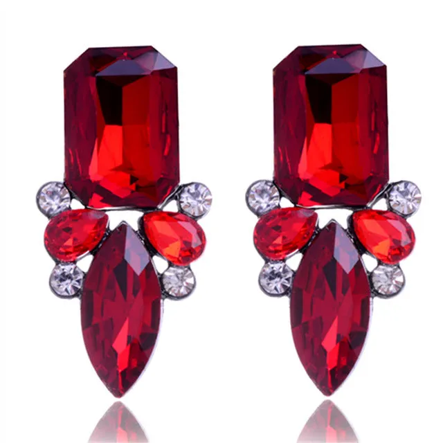 High Quality Classic Shiny Crystal Christmas Party Stud Earrings For Women Gift 8 Colors Shipped out in 3 Days