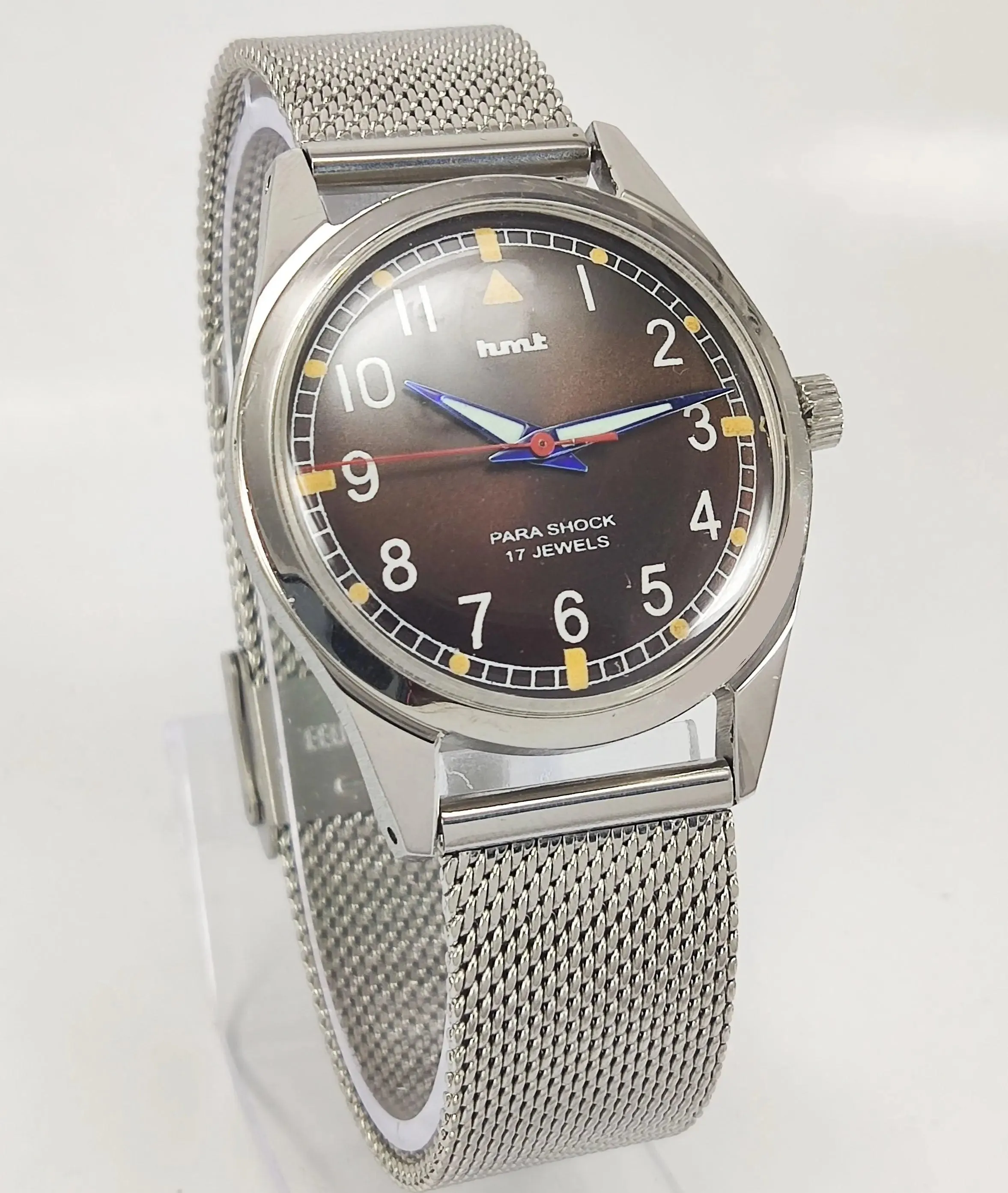 HMT Para Shock 17 Jewels Brown Dial Mechanical Hand winding Men's Wrist Watch