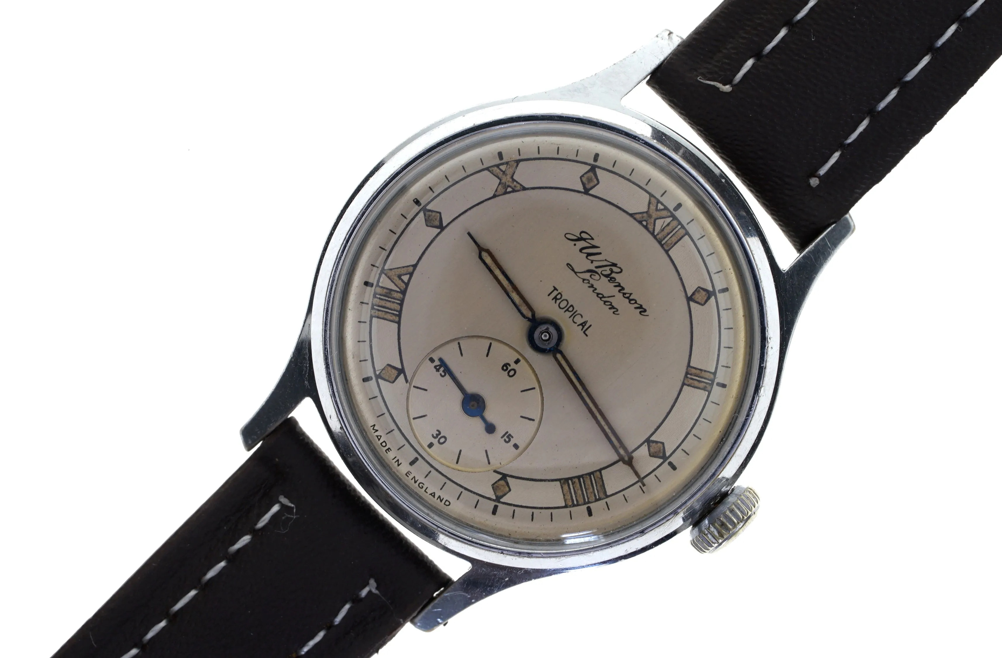 J W BENSON TROPICAL SMITHS ROMAN NUMERAL DIAL WATERPROOF STYLE c 1959