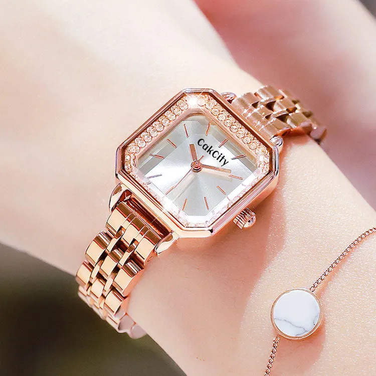 Ladies Analog Quartz Wrist Sparkle Square Face Watch