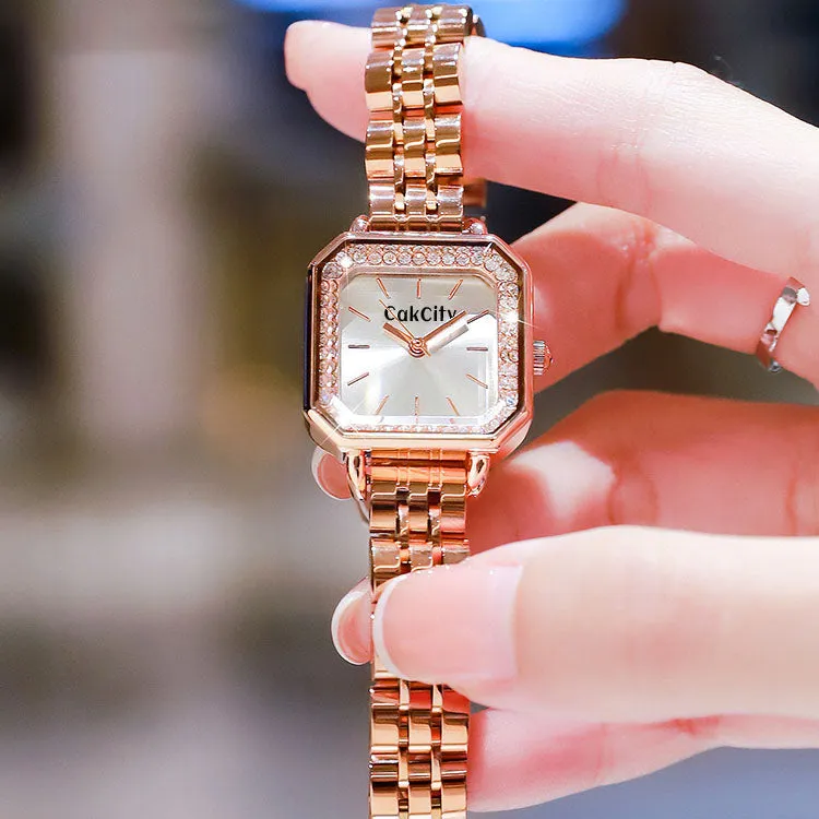 Ladies Analog Quartz Wrist Sparkle Square Face Watch