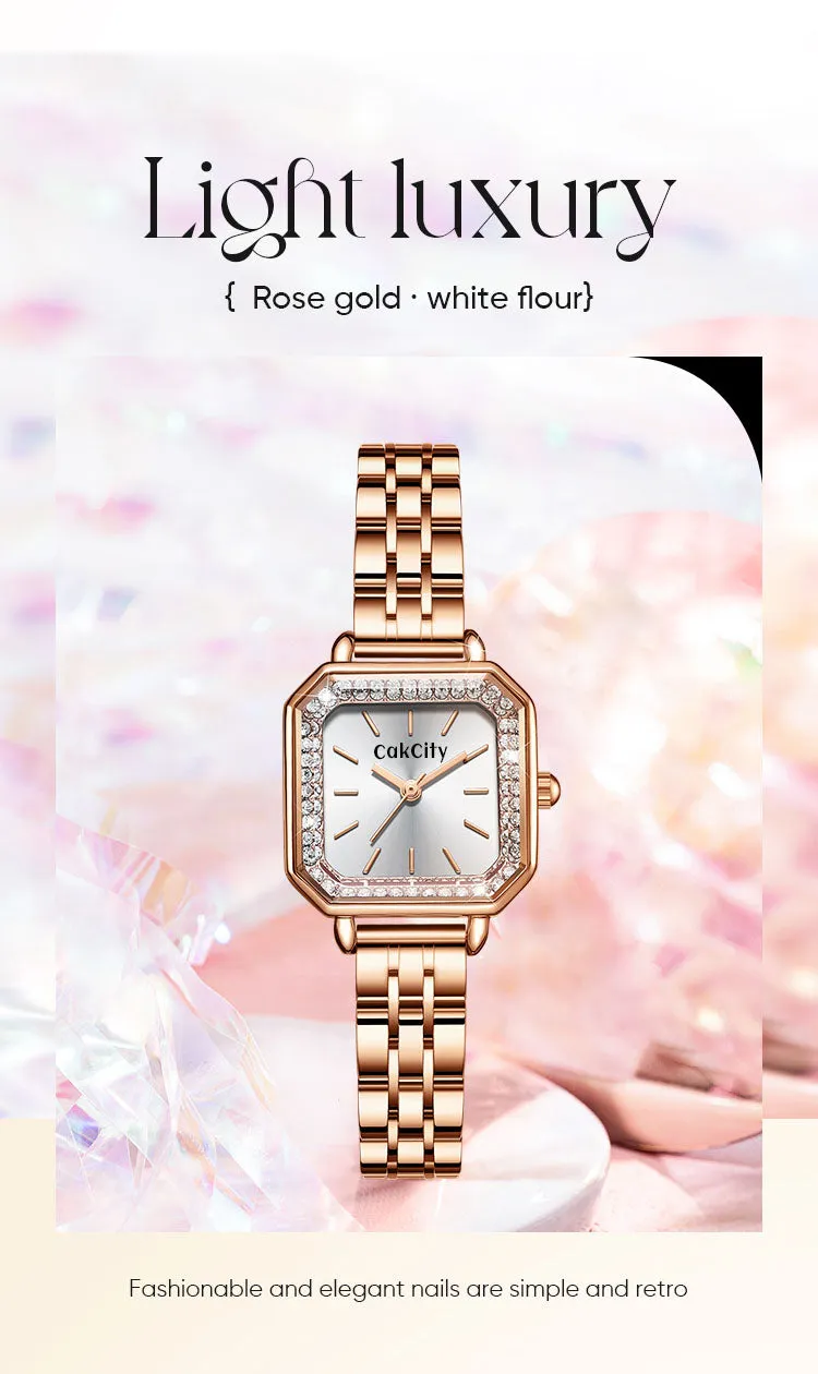 Ladies Analog Quartz Wrist Sparkle Square Face Watch